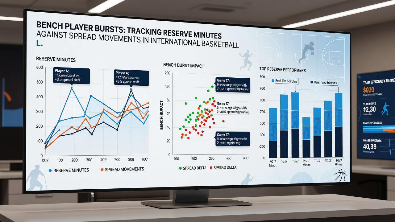 Data analysts reviewing basketball game logs and betting spread charts on multiple screens