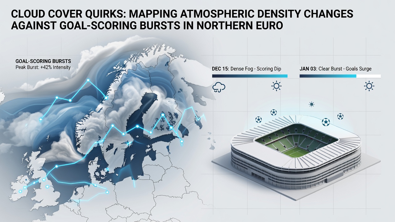 Graph comparing cloud cover percentages with goal-scoring rates in Eliteserien and Allsvenskan matches from 2023 to 2026