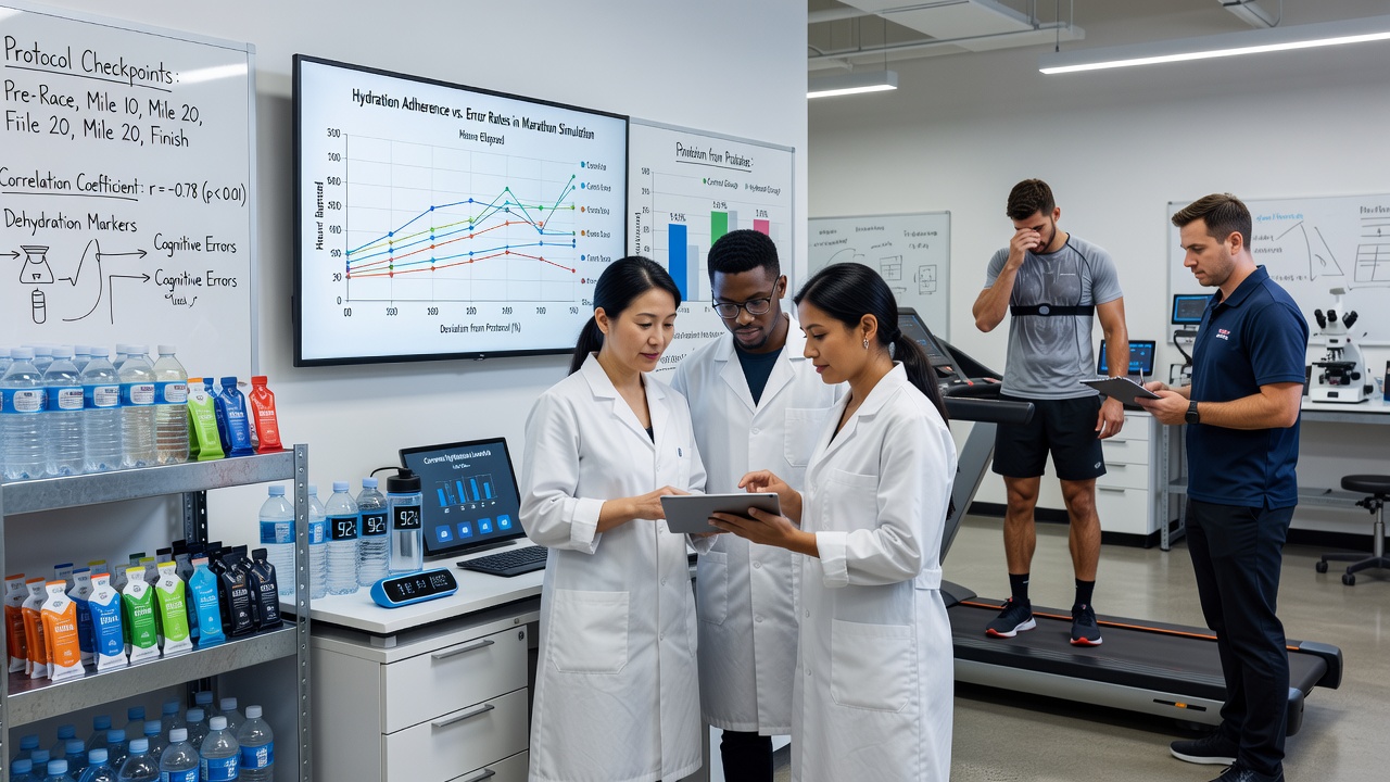 Endurance athletes following hydration protocols during a multi-hour competition