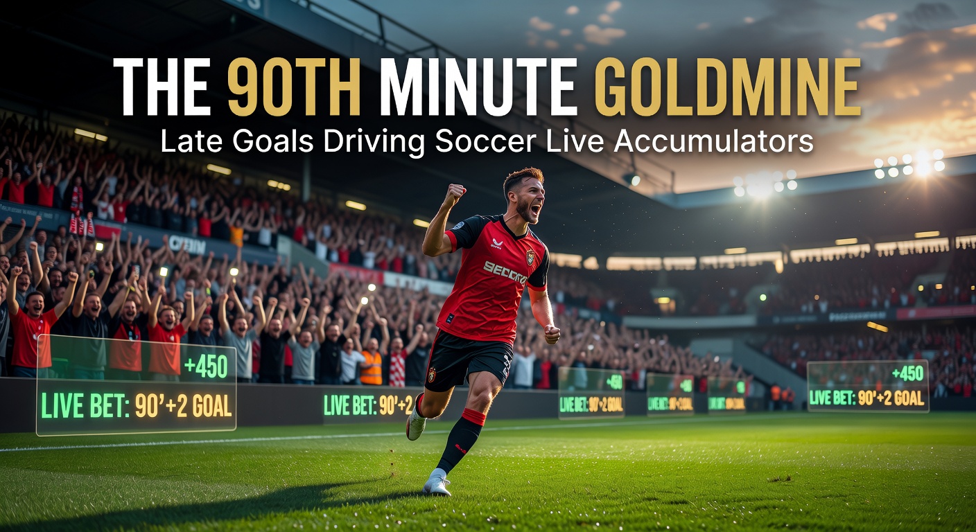 A tense soccer match in stoppage time with players pushing forward desperately for a late goal, crowd on edge