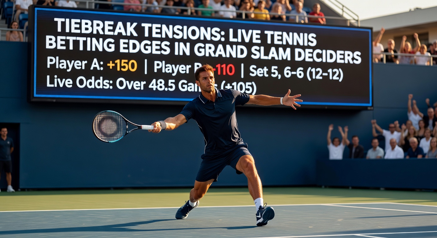 A tense tiebreak rally in a Grand Slam deciding set, with players locked in a high-stakes exchange at the net