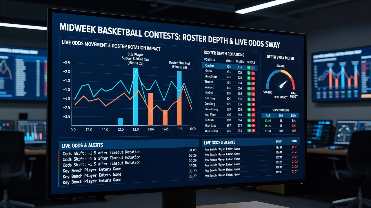Live odds board displaying basketball betting lines alongside player rotation statistics
